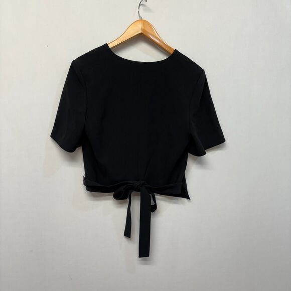 Theory Women Short Sleeve Wrap Top Blouse Shirt Size 6 Black D019 -12 - Picture 9 of 12